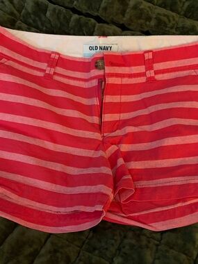 Old Navy Pink and Light Pink Striped High-Waist Shorts